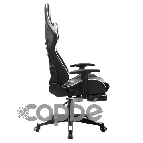 Геймърски стол с подложка за крака черно и бяло изкуствена кожа ➤ топ цена ➤ sorbe.bg