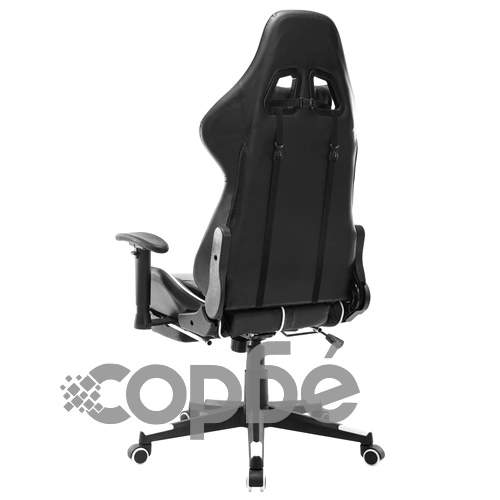 Геймърски стол с подложка за крака черно и бяло изкуствена кожа ➤ топ цена ➤ sorbe.bg