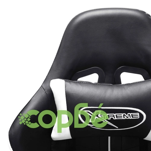 Геймърски стол с подложка за крака черно и бяло изкуствена кожа ➤ топ цена ➤ sorbe.bg