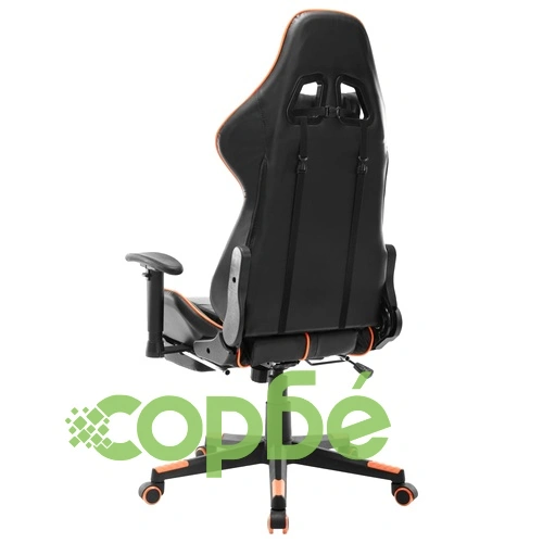Геймърски стол с подложка крака черно/оранжево изкуствена кожа ➤ топ цена ➤ sorbe.bg