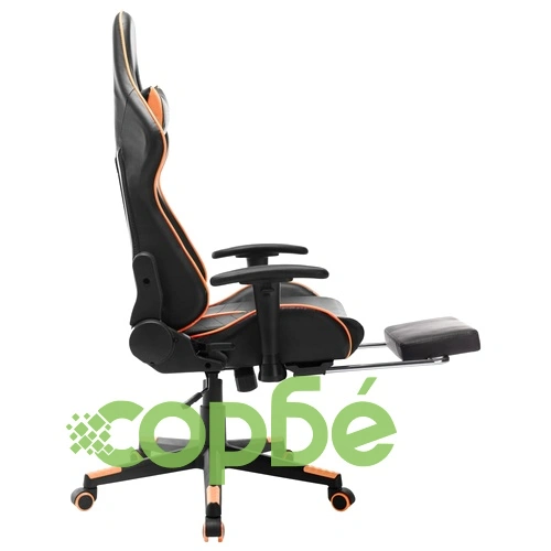 Геймърски стол с подложка крака черно/оранжево изкуствена кожа ➤ топ цена ➤ sorbe.bg