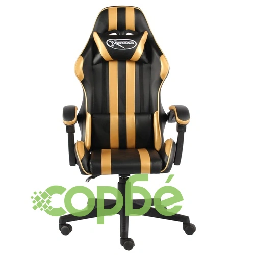 Геймърски стол, черно и златисто, изкуствена кожа ➤ топ цена ➤ sorbe.bg