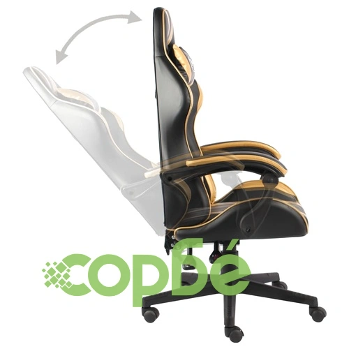 Геймърски стол, черно и златисто, изкуствена кожа ➤ топ цена ➤ sorbe.bg