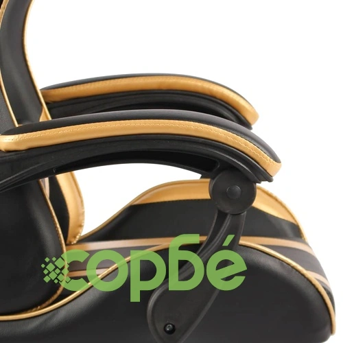 Геймърски стол, черно и златисто, изкуствена кожа ➤ топ цена ➤ sorbe.bg