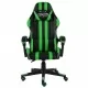 Геймърски стол, черно и зелено, изкуствена кожа