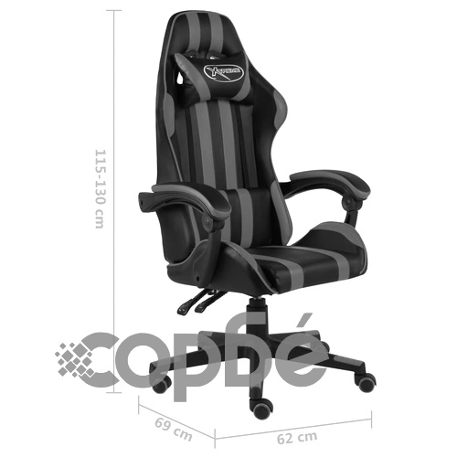 Геймърски стол, черно и сиво, изкуствена кожа ➤ топ цена ➤ sorbe.bg