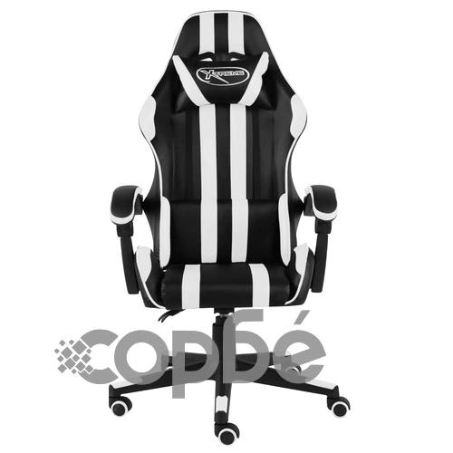 Геймърски стол, черно и бяло, изкуствена кожа ➤ топ цена ➤ sorbe.bg
