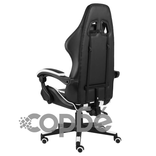 Геймърски стол, черно и бяло, изкуствена кожа ➤ топ цена ➤ sorbe.bg