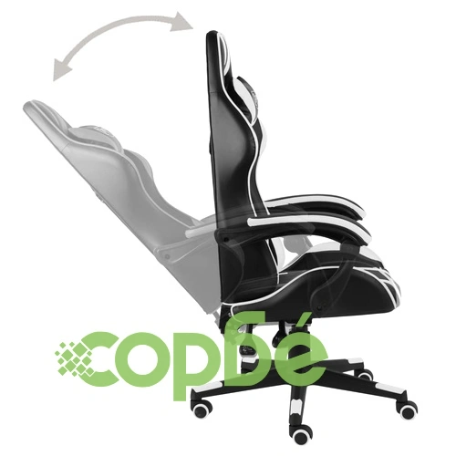 Геймърски стол, черно и бяло, изкуствена кожа ➤ топ цена ➤ sorbe.bg