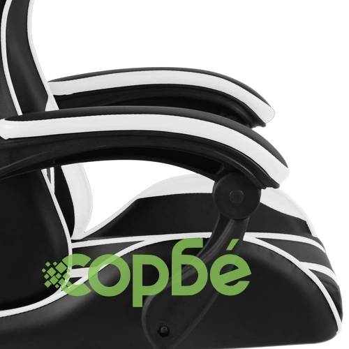 Геймърски стол, черно и бяло, изкуствена кожа ➤ топ цена ➤ sorbe.bg