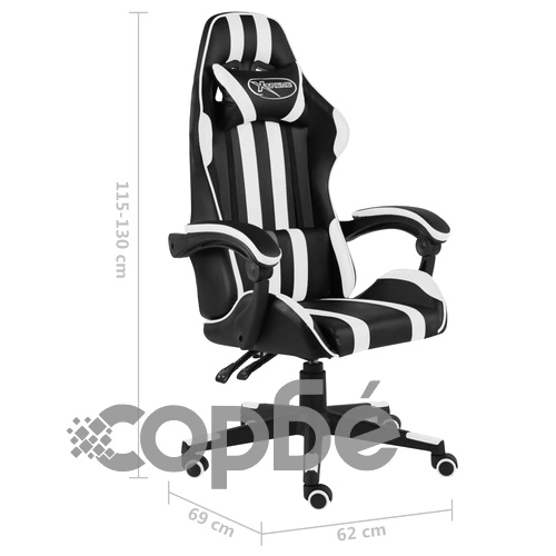 Геймърски стол, черно и бяло, изкуствена кожа ➤ топ цена ➤ sorbe.bg