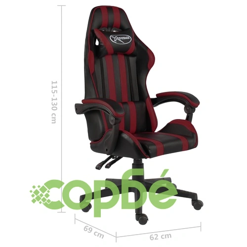 Геймърски стол, черно и виненочервено, изкуствена кожа ➤ топ цена ➤ sorbe.bg