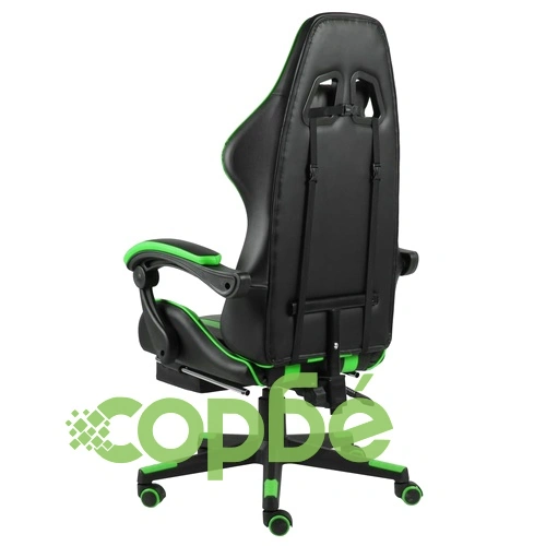 Геймърски стол с подложка за крака черно/зелено изкуствена кожа ➤ топ цена ➤ sorbe.bg