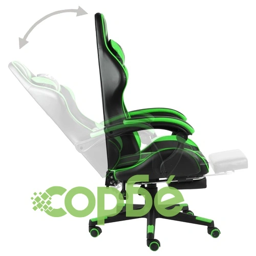 Геймърски стол с подложка за крака черно/зелено изкуствена кожа ➤ топ цена ➤ sorbe.bg