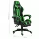 Геймърски стол с подложка за крака черно/зелено изкуствена кожа