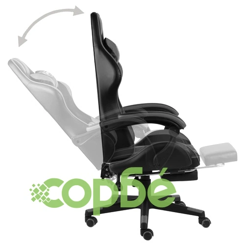 Геймърски стол с подложка за крака черно/сиво изкуствена кожа ➤ топ цена ➤ sorbe.bg