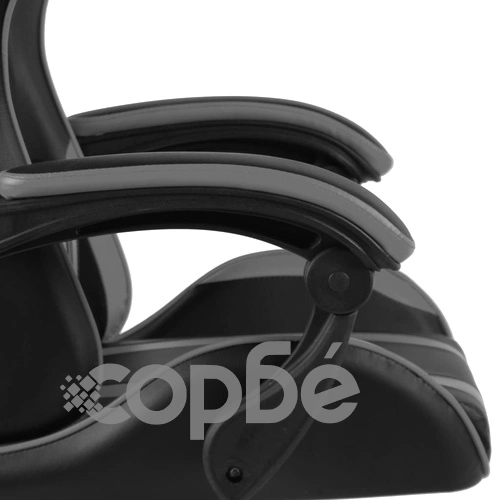 Геймърски стол с подложка за крака черно/сиво изкуствена кожа ➤ топ цена ➤ sorbe.bg