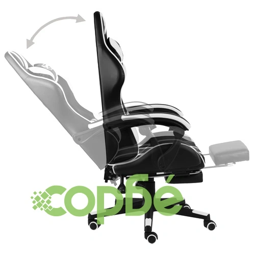 Геймърски стол с подложка за крака черно/бяло изкуствена кожа ➤ топ цена ➤ sorbe.bg