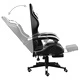 Геймърски стол с подложка за крака черно/бяло изкуствена кожа