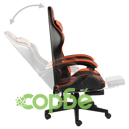 Гейминг стол с подложка за крака черно/оранжево изкуствена кожа ➤ топ цена ➤ sorbe.bg