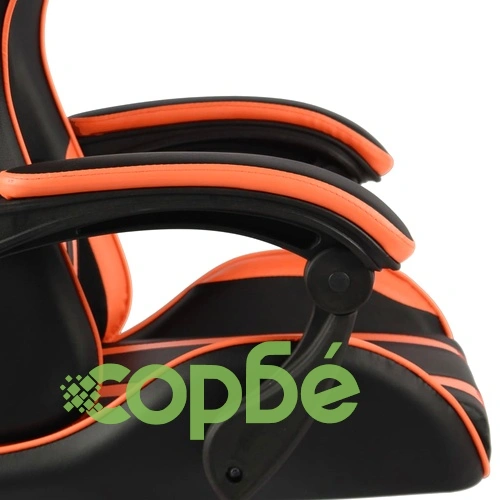 Гейминг стол с подложка за крака черно/оранжево изкуствена кожа ➤ топ цена ➤ sorbe.bg