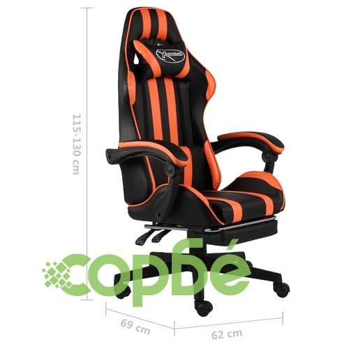 Гейминг стол с подложка за крака черно/оранжево изкуствена кожа ➤ топ цена ➤ sorbe.bg