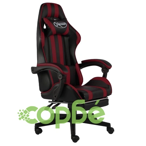 Геймърски стол с подложка черно/виненочервено изкуствена кожа ➤ топ цена ➤ sorbe.bg