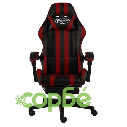 Геймърски стол с подложка черно/виненочервено изкуствена кожа ➤ топ цена ➤ sorbe.bg