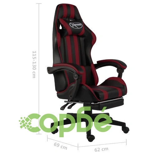 Геймърски стол с подложка черно/виненочервено изкуствена кожа ➤ топ цена ➤ sorbe.bg