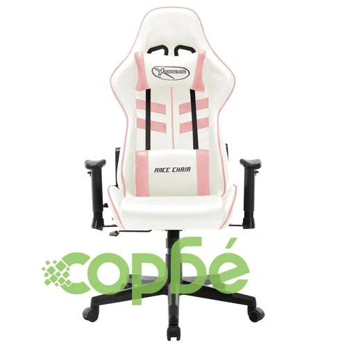 Геймърски стол, бяло и розово, изкуствена кожа ➤ топ цена ➤ sorbe.bg