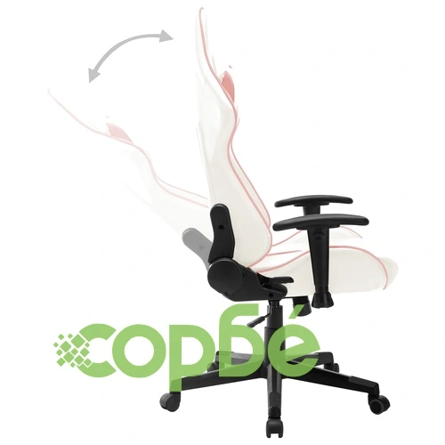 Геймърски стол, бяло и розово, изкуствена кожа ➤ топ цена ➤ sorbe.bg