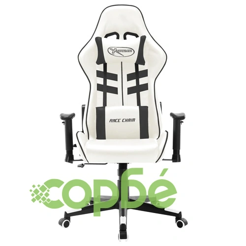 Геймърски стол, бяло и черно, изкуствена кожа ➤ топ цена ➤ sorbe.bg