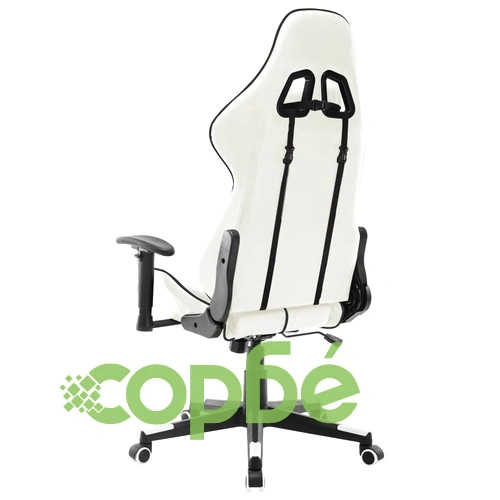 Геймърски стол, бяло и черно, изкуствена кожа ➤ топ цена ➤ sorbe.bg