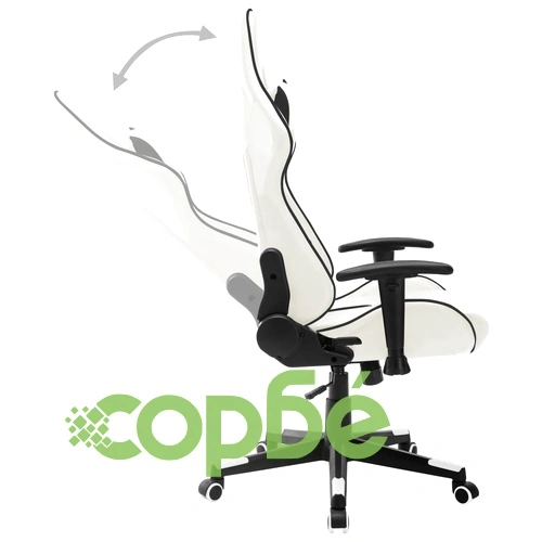 Геймърски стол, бяло и черно, изкуствена кожа ➤ топ цена ➤ sorbe.bg