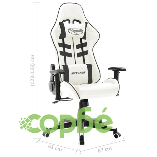 Геймърски стол, бяло и черно, изкуствена кожа ➤ топ цена ➤ sorbe.bg