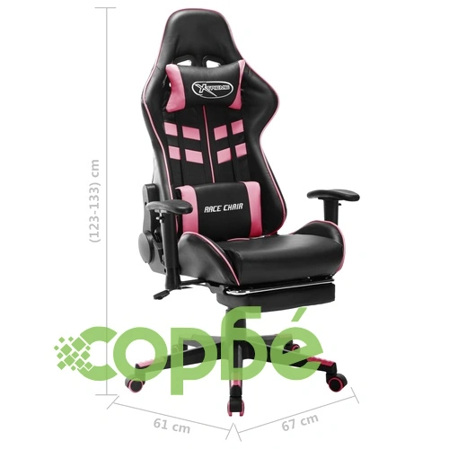 Геймърски стол, бяло и розово, изкуствена кожа ➤ топ цена ➤ sorbe.bg