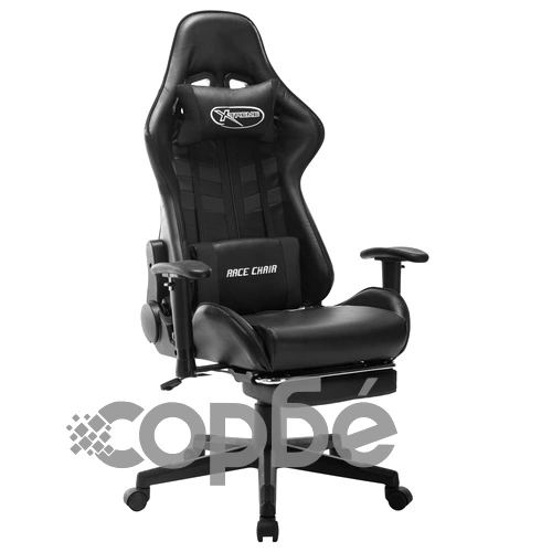 Геймърски стол, бяло и черно, изкуствена кожа ➤ топ цена ➤ sorbe.bg