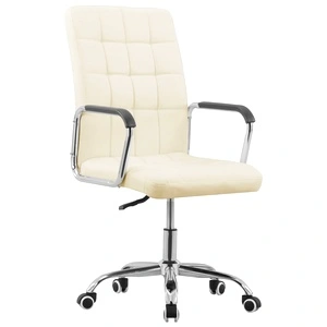 Въртящ се офис стол, кремав, текстил