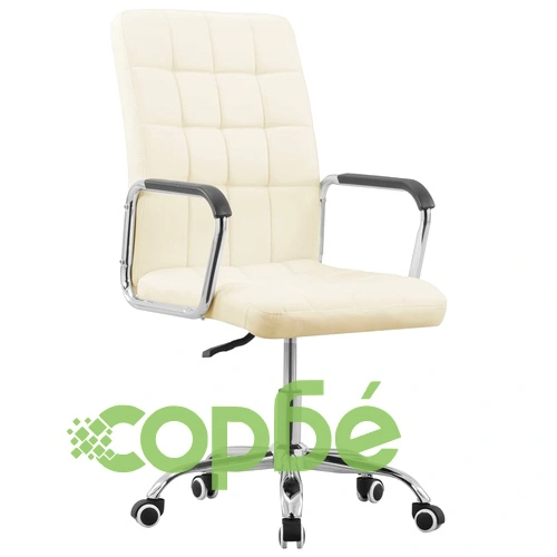 Въртящ се офис стол, кремав, текстил ➤ топ цена ➤ sorbe.bg