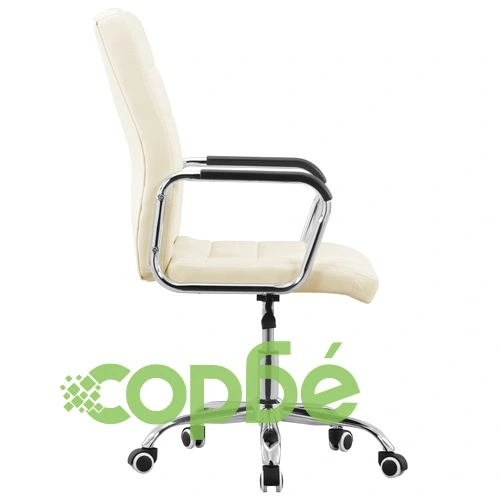 Въртящ се офис стол, кремав, текстил ➤ топ цена ➤ sorbe.bg