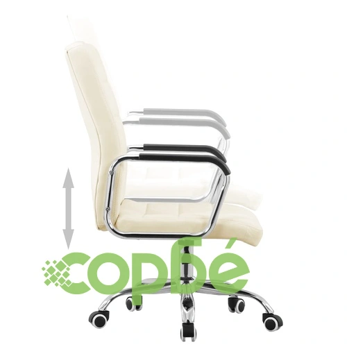 Въртящ се офис стол, кремав, текстил ➤ топ цена ➤ sorbe.bg