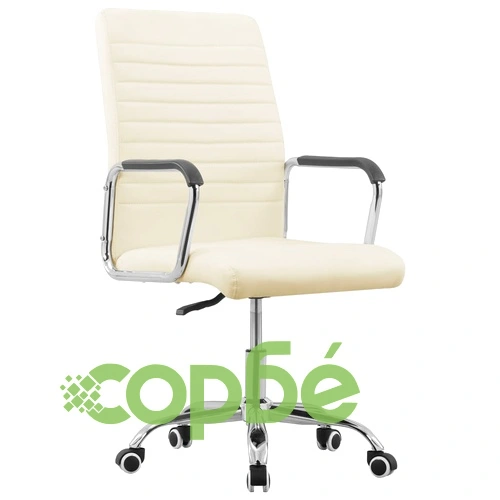 Въртящ се офис стол, кремав, текстил ➤ топ цена ➤ sorbe.bg