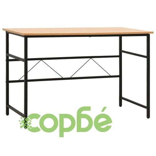 Компютърно бюро, черно и светъл дъб, 105x55x72 см, МДФ и метал ➤ топ цена ➤ sorbe.bg