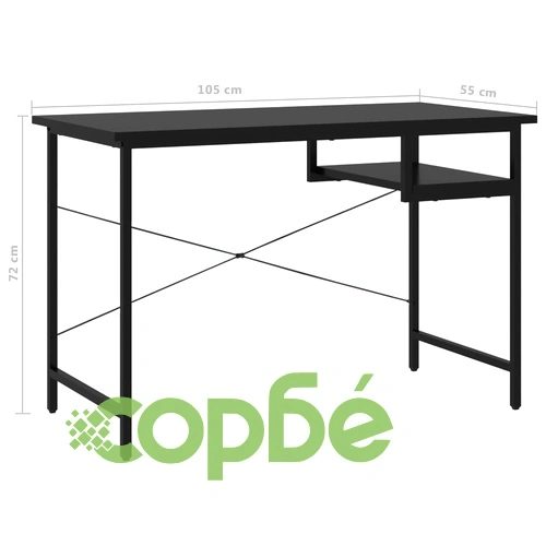 Компютърно бюро, черно, 105x55x72 см, МДФ и метал ➤ топ цена ➤ sorbe.bg