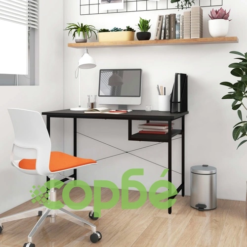 Компютърно бюро, черно, 105x55x72 см, МДФ и метал ➤ топ цена ➤ sorbe.bg