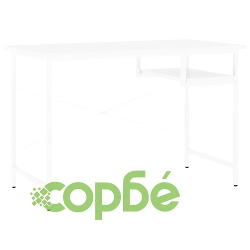 Компютърно бюро, бяло, 105x55x72 см, МДФ и метал ➤ топ цена ➤ sorbe.bg