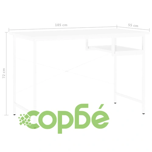 Компютърно бюро, бяло, 105x55x72 см, МДФ и метал ➤ топ цена ➤ sorbe.bg