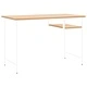 Компютърно бюро, бяло и светъл дъб, 105x55x72 см, МДФ и метал