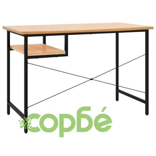 Компютърно бюро, черно и светъл дъб, 105x55x72 см, МДФ и метал ➤ топ цена ➤ sorbe.bg