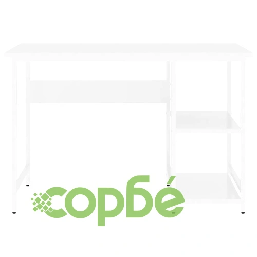 Компютърно бюро, бяло, 105x55x72 см, МДФ и метал ➤ топ цена ➤ sorbe.bg